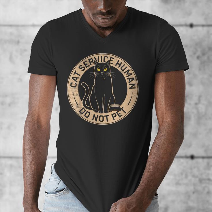 Cute Introvert Cat Service Human Do Not Pet Cat Joke Men's V-Neck T-Shirt Cute Introvert Cat Service Human Do Not Pet Cat Joke Men's V-Neck T-Shirt