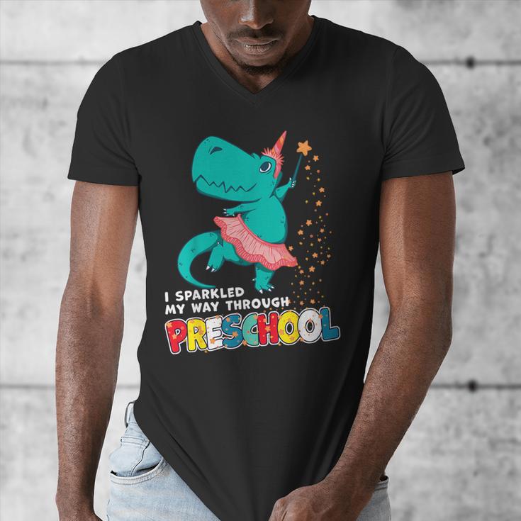 Cute Magical Ballerina Dino Unicorn Preschool Graduation Men's V-Neck T-Shirt