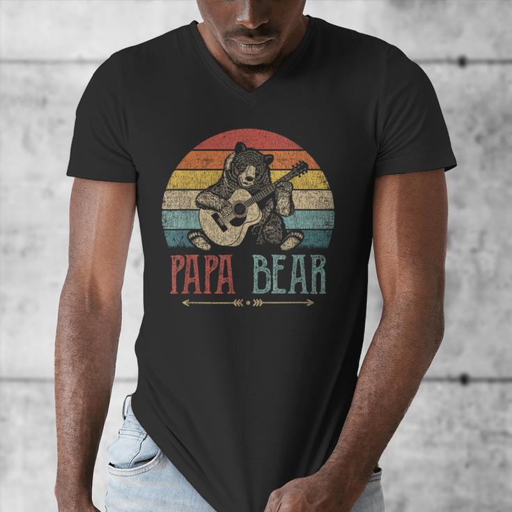 Cute Papa Bear Vintage Father's Day Retro Dad Guitar Men's V-Neck T-Shirt Cute Papa Bear Vintage Father's Day Retro Dad Guitar Men's V-Neck T-Shirt