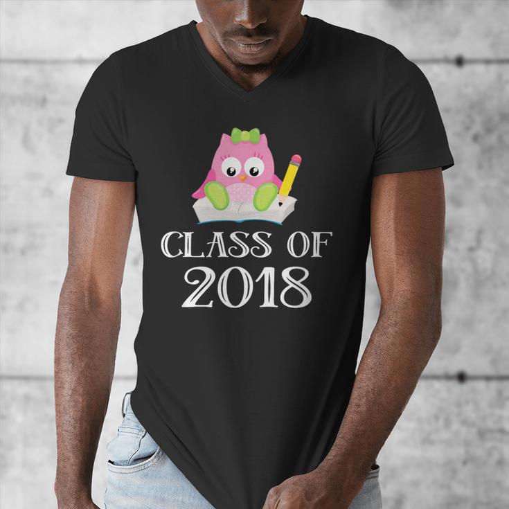 Cute Pink School Owl Class Of 2018 Graduation Men's V-Neck T-Shirt