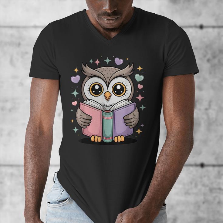 Cute Reading Owl Book Lover Teacher Librarian Bookworm Men's V-Neck T-Shirt Cute Reading Owl Book Lover Teacher Librarian Bookworm Men's V-Neck T-Shirt