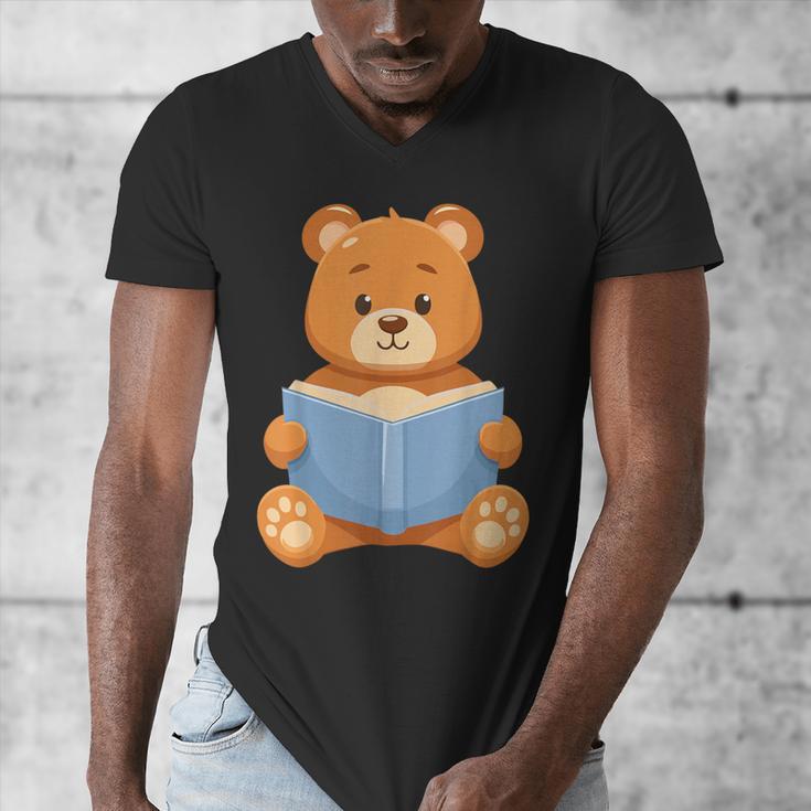 Cute Teddy Bear Reading Book Adorable For Readers Men's V-Neck T-Shirt Cute Teddy Bear Reading Book Adorable For Readers Men's V-Neck T-Shirt