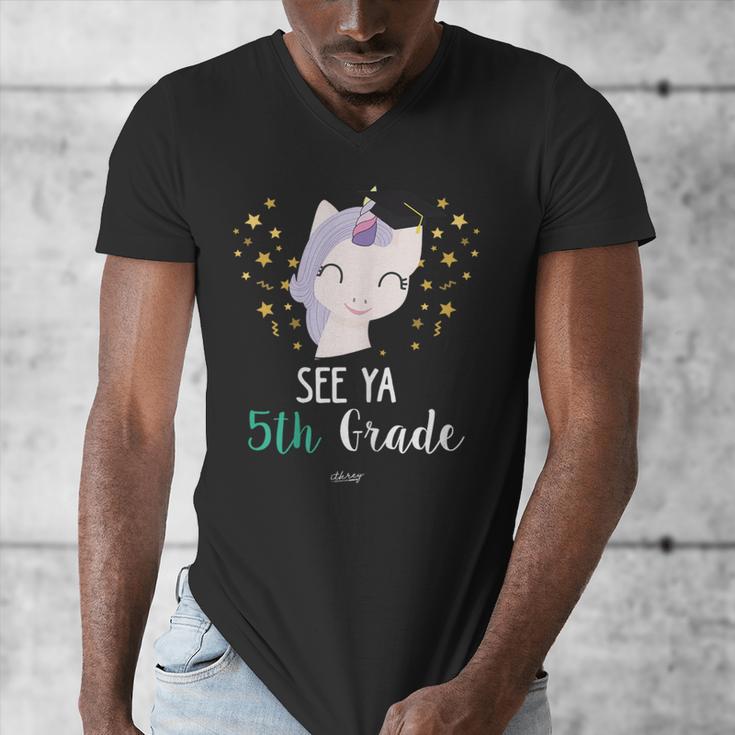 Cute Unicorn See Ya 5th Grade Graduation Shirt Men's V-Neck T-Shirt