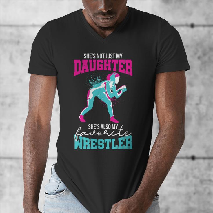Cute Wrestling Daughter Favorite Wrestler Dad Mom Men's V-Neck T-Shirt