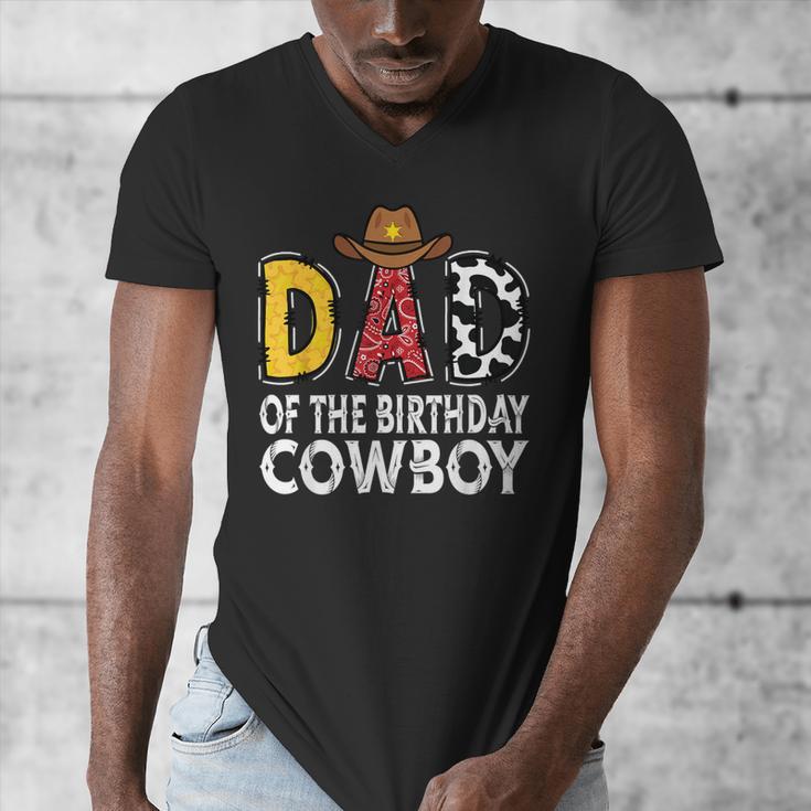 Dad 1st Birthday Cowboy Western Dad Birthday Boy Men's V-Neck T-Shirt