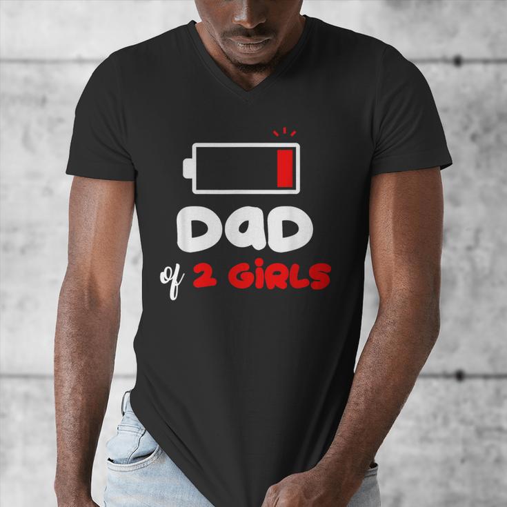 Dad Of 2 Girls Low Battery Daddy Of Two Girls Father Men's V-Neck T-Shirt