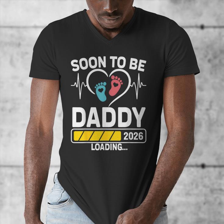 Dad To Be 2026 Loading Dad Est 2026 Promoted To Daddy Men's V-Neck T-Shirt
