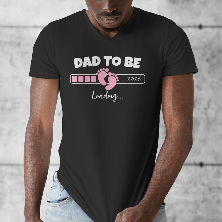 Dad To Be 2026 Loading Pink Little Girl Pregnancy Reveal Men's V-Neck T-Shirt