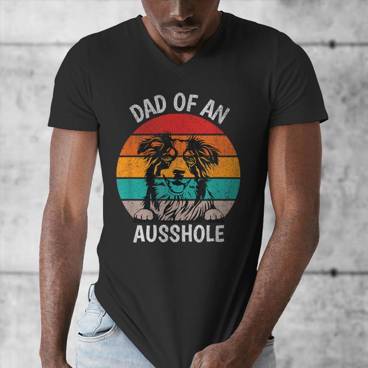 Dad Of An Ausshole Australian Shepherd Aussie Men's V-Neck T-Shirt