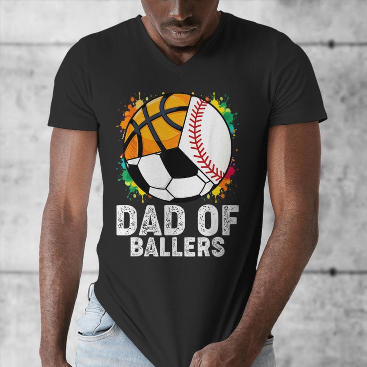Dad Of Ballers Baseball Soccer Basketball Dad Men's V-Neck T-Shirt