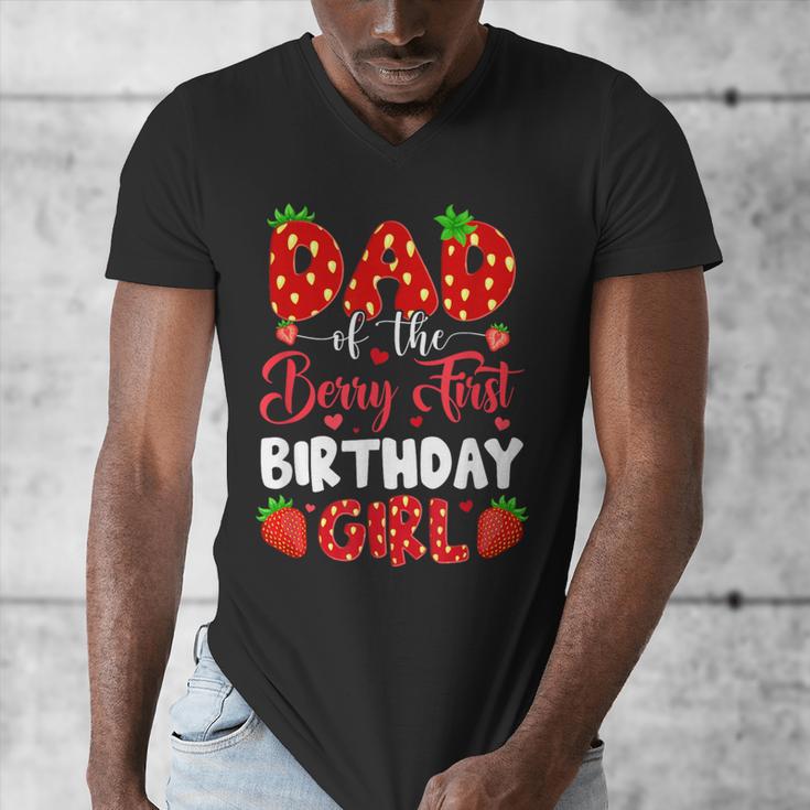 Dad Of The Berry First Birthday Of Girl Strawberry Men's V-Neck T-Shirt