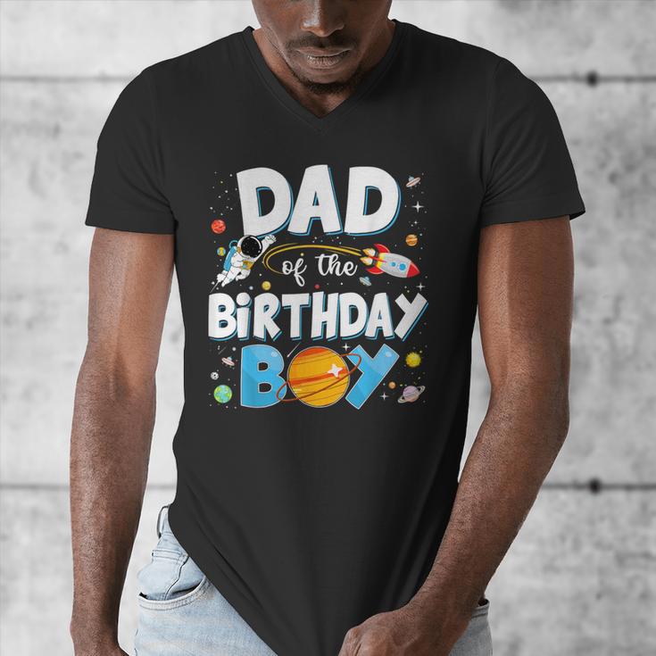 Dad Of The Birthday Boy Astronaut Family Space Planets Men's V-Neck T-Shirt