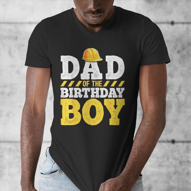 Dad Of The Birthday Boy Construction Birthday Party Hat Men Men's V-Neck T-Shirt