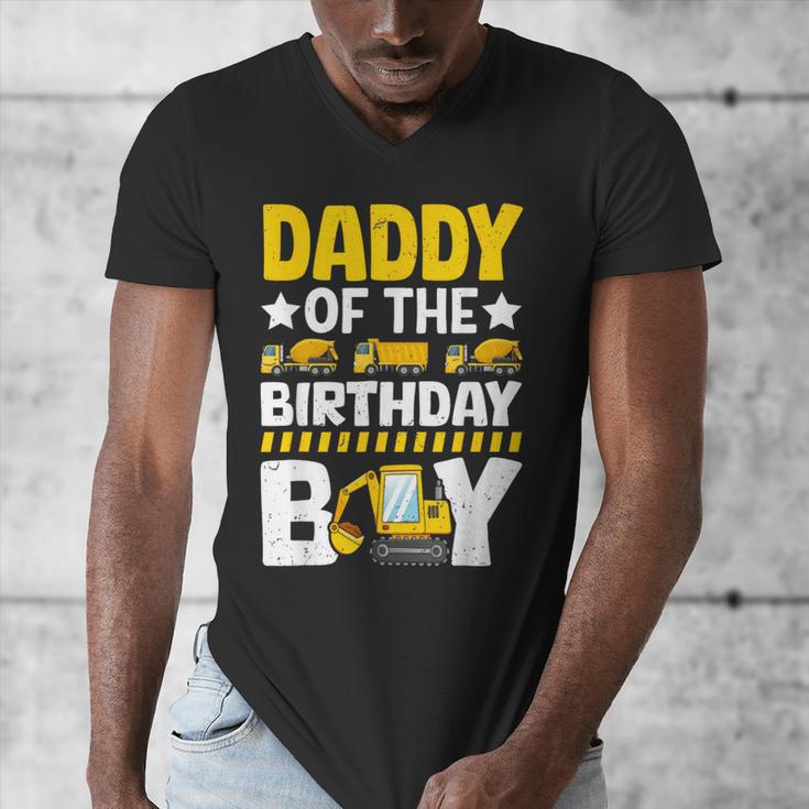 Dad Of The Birthday Boy Construction Theme Party Matching Men's V-Neck T-Shirt