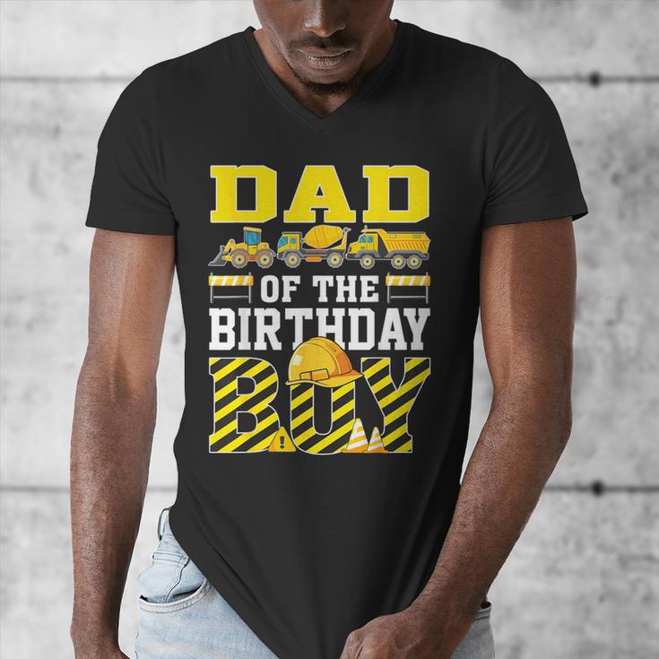 Dad Of The Birthday Boy Construction Truck Men's V-Neck T-Shirt