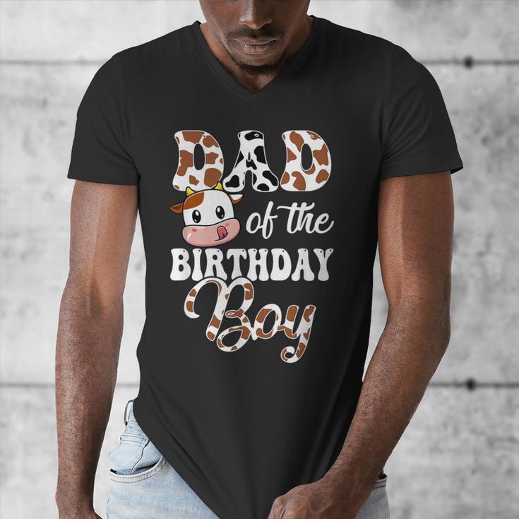 Dad Of The Birthday Boy Cow Farm 1St Birthday Boy Men's V-Neck T-Shirt