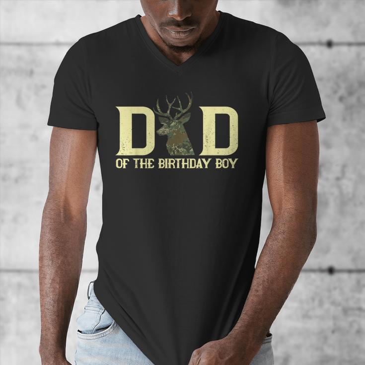 Dad Of The Birthday Boy Deer Hunter Camouflage Flag Men's V-Neck T-Shirt