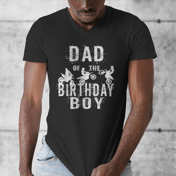 Dad Of The Birthday Boy Dirt Bike B-Day Party Men's V-Neck T-Shirt