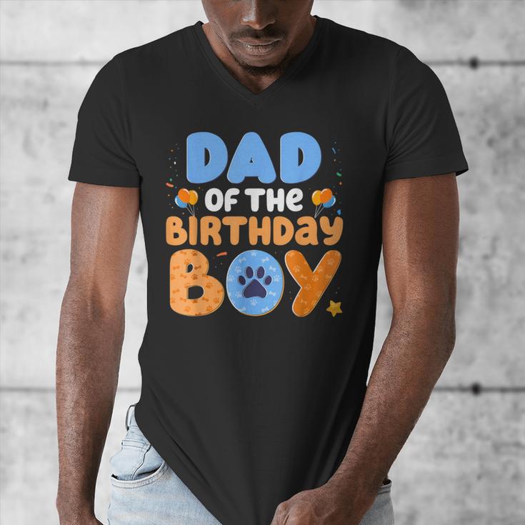 Dad Of The Birthday Boy Dog Lover Family Matching Men's V-Neck T-Shirt