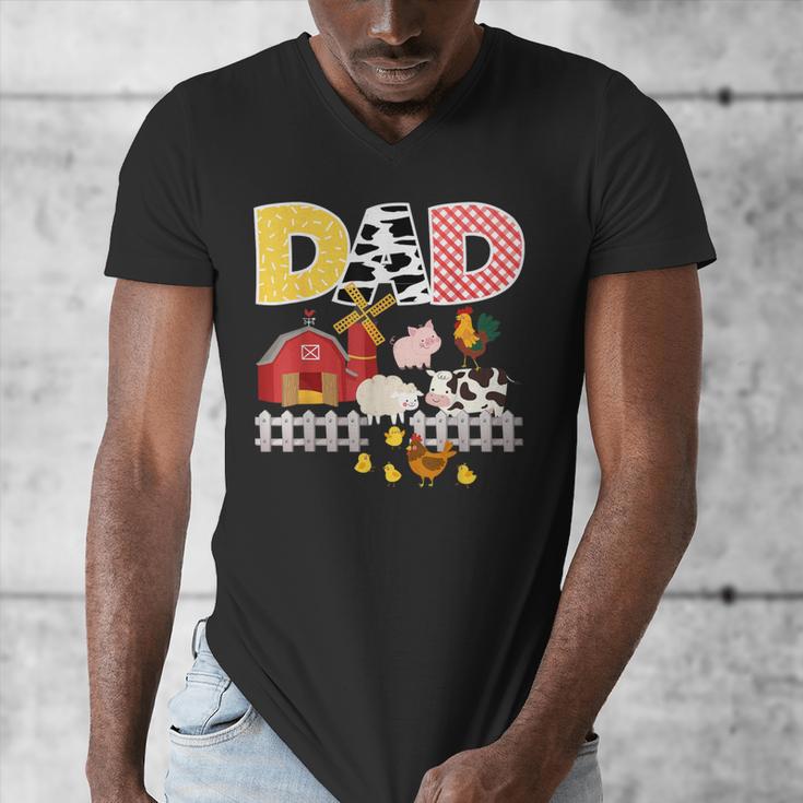 Dad Birthday Boy Farm Animal Farming Farmer Family B-Day Men's V-Neck T-Shirt