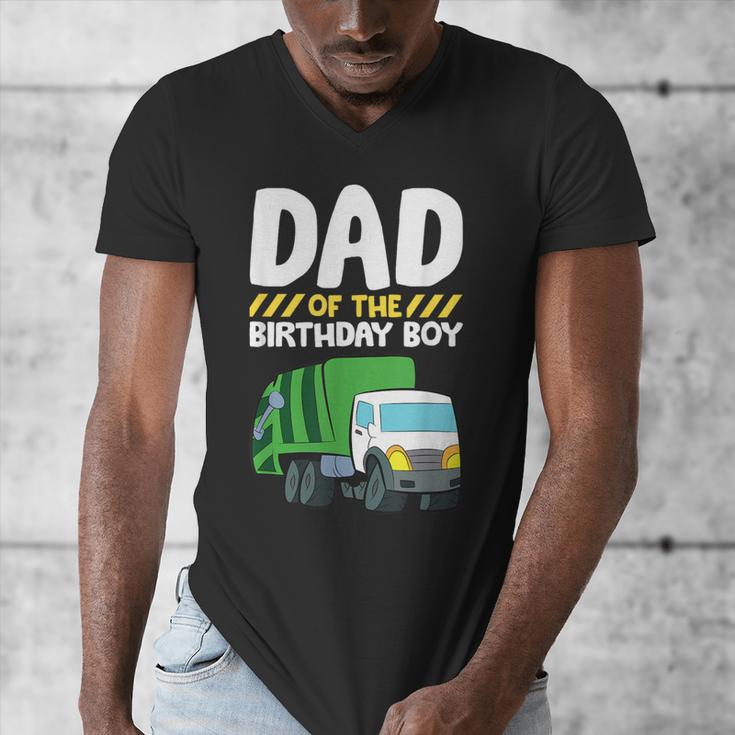 Dad Of The Birthday Boy Garbage Truck Birthday Party Men's V-Neck T-Shirt Dad Of The Birthday Boy Garbage Truck Birthday Party Men's V-Neck T-Shirt