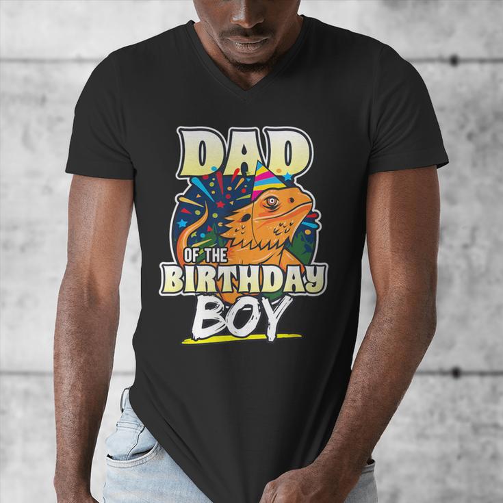 Dad Of Birthday Boy Kids Reptile Birthday Party Men's V-Neck T-Shirt Dad Of Birthday Boy Kids Reptile Birthday Party Men's V-Neck T-Shirt