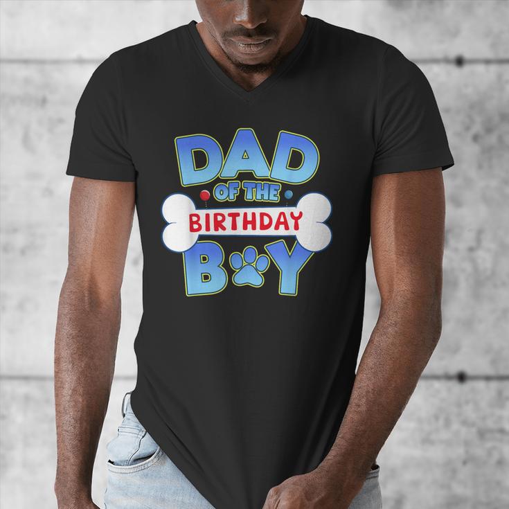 Dad Of The Birthday Boy Matching Dog Family Birthday Party Men's V-Neck T-Shirt