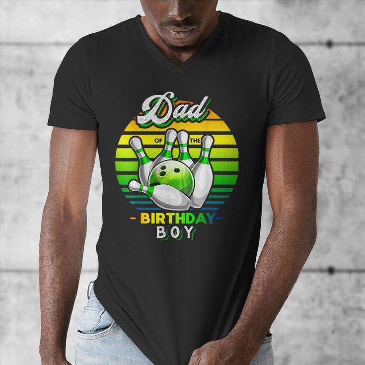 Dad Of The Birthday Boy Matching Family Bowling Birthday Men's V-Neck T-Shirt