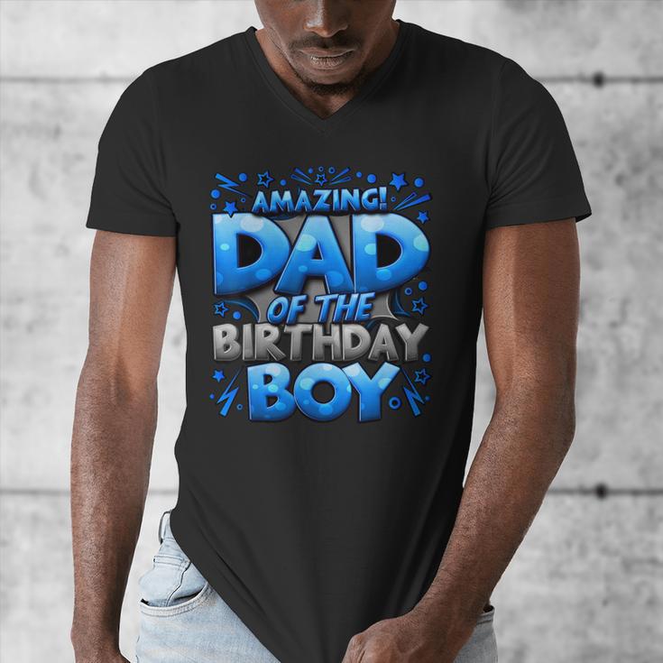 Dad Of The Birthday Boy Matching Family Father Men's V-Neck T-Shirt