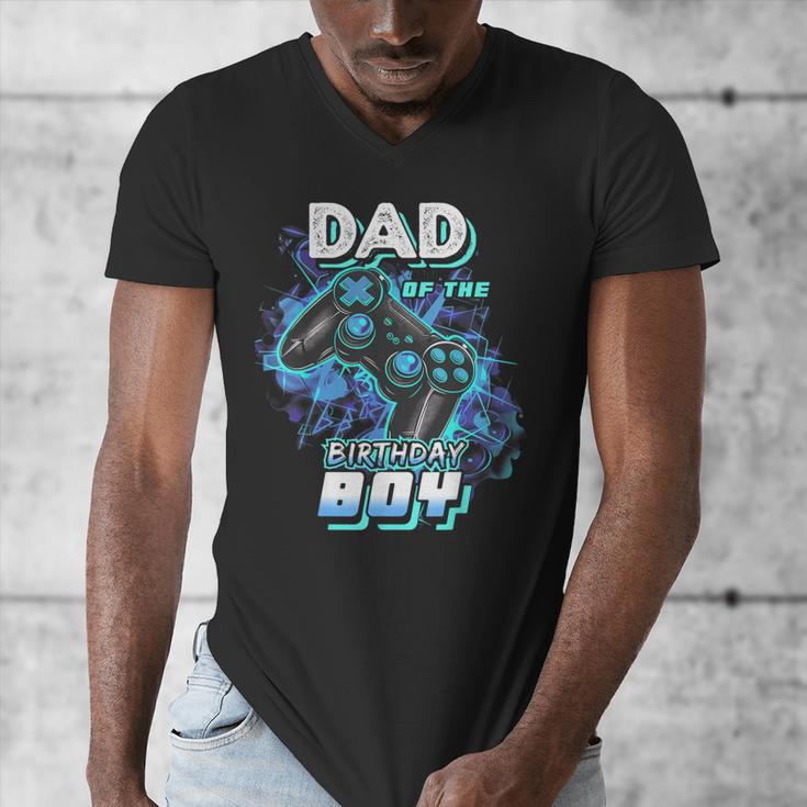 Dad Of The Birthday Boy Matching Video Game Birthday Party Men's V-Neck T-Shirt