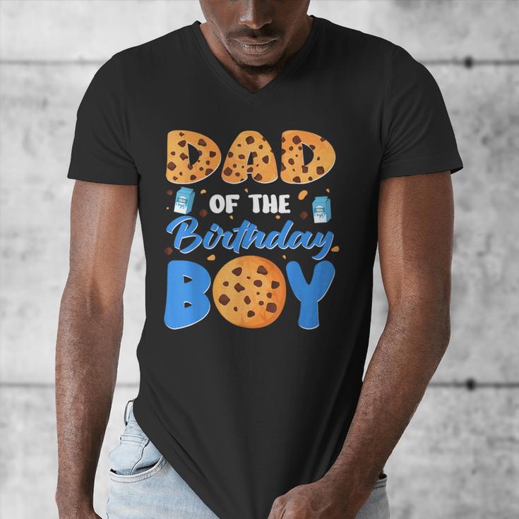 Dad Of The Birthday Boy Milk And Cookies 1 Year Old Men's V-Neck T-Shirt Dad Of The Birthday Boy Milk And Cookies 1 Year Old Men's V-Neck T-Shirt