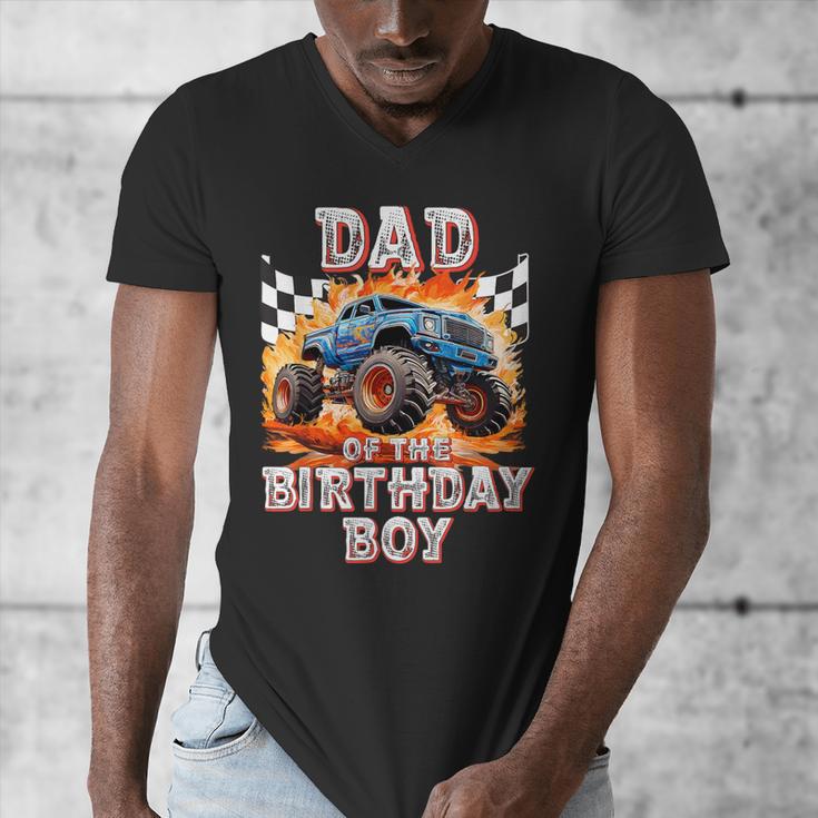 Dad Of The Birthday Boy Monster Truck Birthday Men's V-Neck T-Shirt