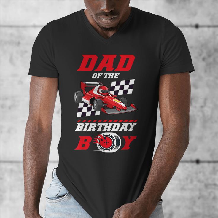 Dad Of The Birthday Boy Pit Crew Race Car Matching Family Men's V-Neck T-Shirt