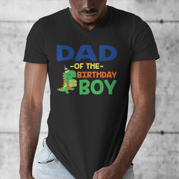 Dad Of The Birthday For Boy Saurus Rex Dinosaur Party Men's V-Neck T-Shirt