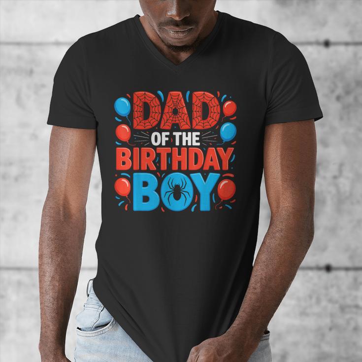 Dad Of The Birthday Boy Spider Web Party Men's V-Neck T-Shirt