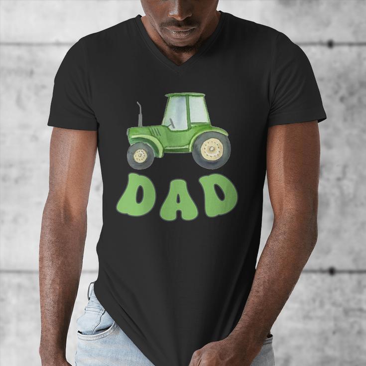 Dad Of The Birthday Boy Tractor Farm Trucks Family Party Men's V-Neck T-Shirt Dad Of The Birthday Boy Tractor Farm Trucks Family Party Men's V-Neck T-Shirt