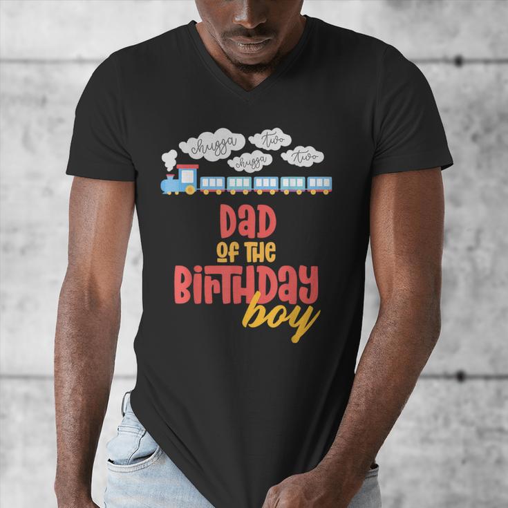Dad Birthday Boy Train I'm 2 Two Yr Old Chugga Engine Men's V-Neck T-Shirt