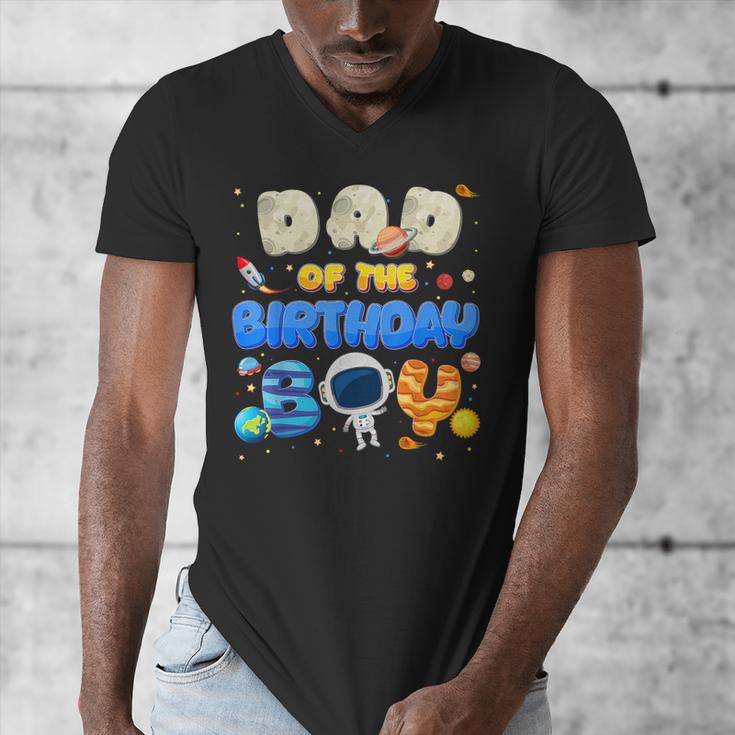 Dad Of The Birthday Boy Two The Moon Space Family Matching Men's V-Neck T-Shirt