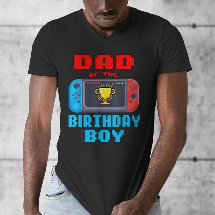 Dad Of The Birthday Boy Video Games Theme Bday Matching Men's V-Neck T-Shirt