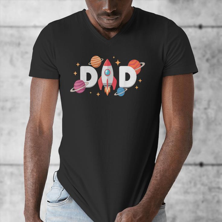 Dad Of The Birthday Boys Space Astronaut 1st Birthday Family Men's V-Neck T-Shirt