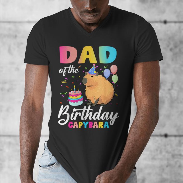 Dad Of The Birthday Capybara Girl Bday Party Family Men's V-Neck T-Shirt