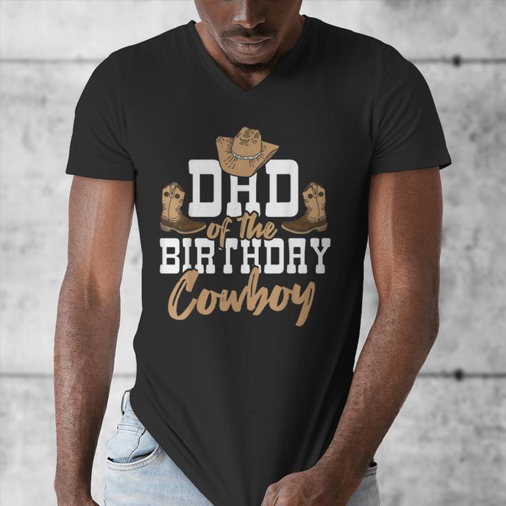 Dad Of The Birthday Cowboy Themed Birthday Boy Rodeo Cowboy Men's V-Neck T-Shirt