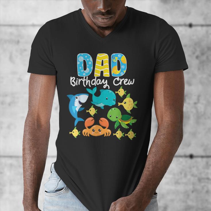 Dad Birthday Crew Sea Ocean Fish Aquarium Bday Party Men's V-Neck T-Shirt
