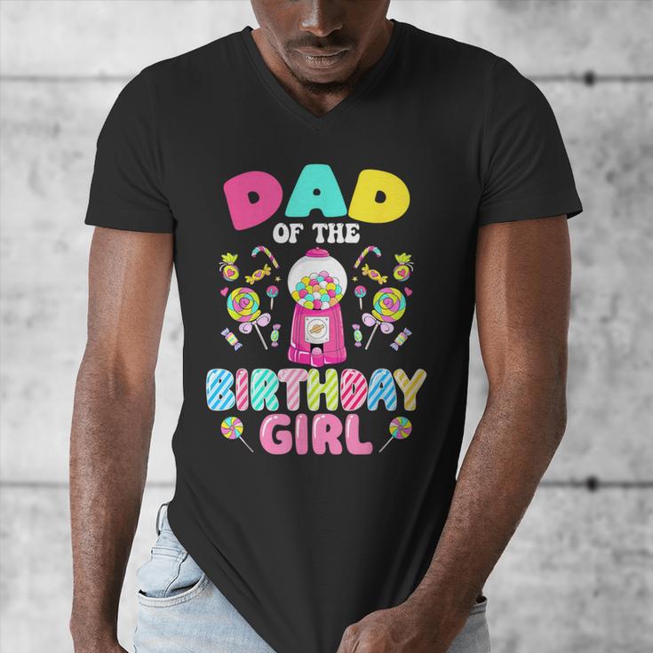 Dad Of The Birthday Girl Candy Family Bday Party Men's V-Neck T-Shirt