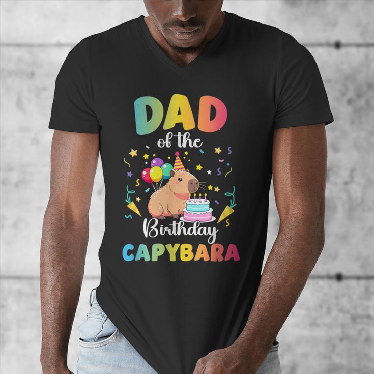 Dad Of The Birthday Girl Capybara Bday Party Family Men's V-Neck T-Shirt