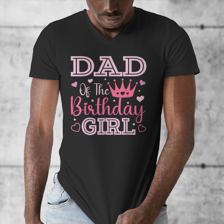 Dad Of The Birthday Girl Cute Pink Matching Family Party Men's V-Neck T-Shirt
