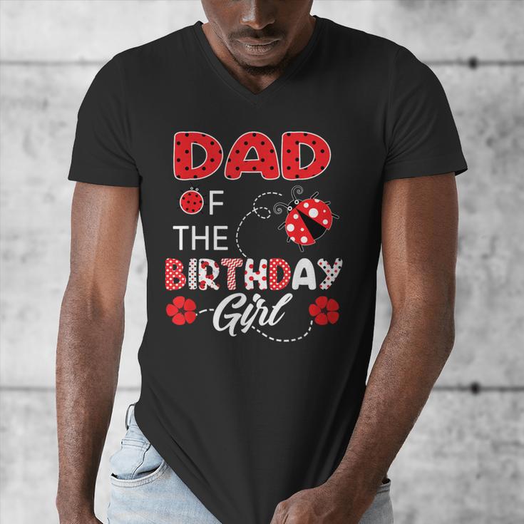 Dad Of The Birthday Girl Family Ladybug Birthday Men's V-Neck T-Shirt Dad Of The Birthday Girl Family Ladybug Birthday Men's V-Neck T-Shirt