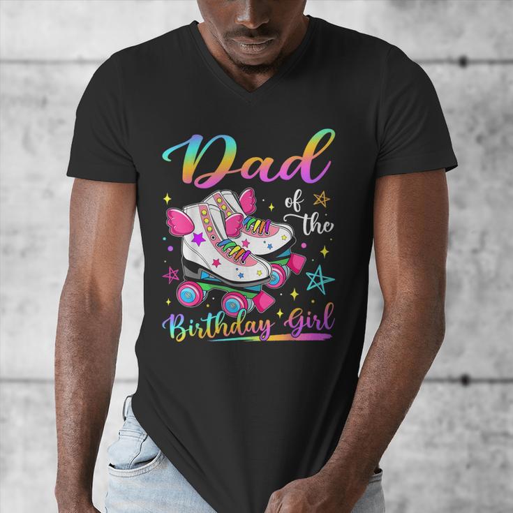 Dad Of The Birthday Girl Rolling Skate Family Matching Men's V-Neck T-Shirt