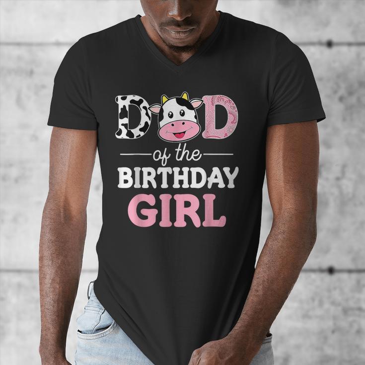 Dad Of The Birthday Girl Shirt Farm Cow Daddy Papa 1st Men's V-Neck T-Shirt