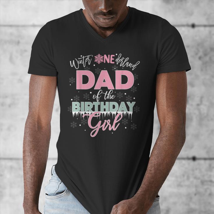 Dad Of The Birthday Girl Shirt Winter Onederland Family Men's V-Neck T-Shirt